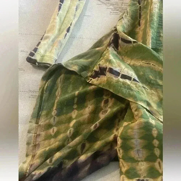 CITRON Santa Monica Rayon/Linen Yellow/Green Tie Dye Tunic Lagenlook M EUC - Picture 3 of 7